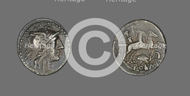 Denarius (Coin) Depicting the Goddess Roma, about 99 BCE. Creator: Unknown.
