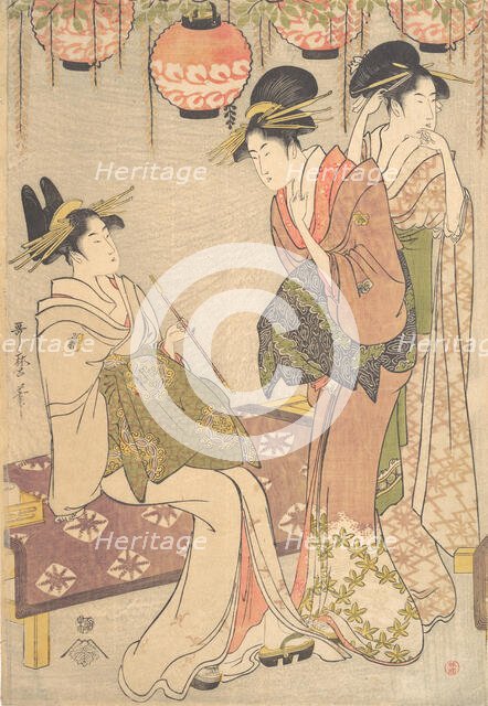 Three Courtesans, late 18th-early 19th century. Creator: Kitagawa Utamaro.
