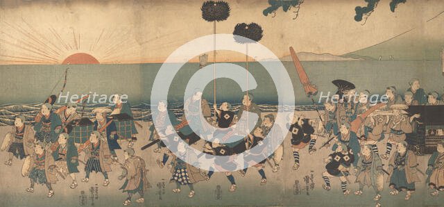 Boys Play-acting a Daimyo Procession, 19th century. Creator: Utagawa Kuniyoshi.