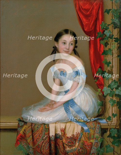 Girl with a cashmere scarf (Portrait of Princess Abamelek-Lazareva), after 1839. Artist: Schwede, Robert (1806-1871)