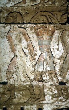 Relief of Enemy captives, Mortuary Temple of Rameses III, Medinat Habu, Egypt, c12th century BC. Artist: Unknown