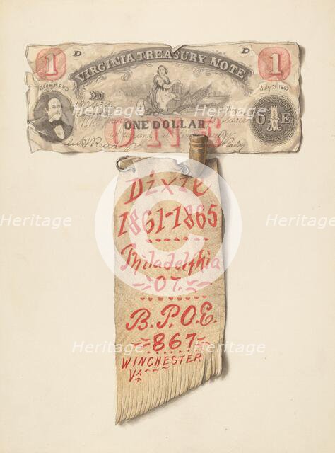 $1 Banknote from Virginia, c. 1936. Creator: Carl Buergerniss.