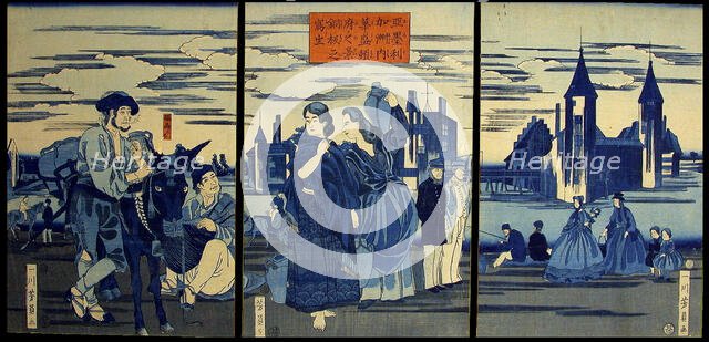 Sketch of a Copperplate Print of the City of Washington (Amerika shu no uchi washintonfu..., 1861. Creator: Yoshikazu.