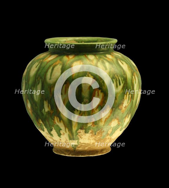 Sancai (three-color glazed) pottery jar. Creator: The Oriental Applied Arts.