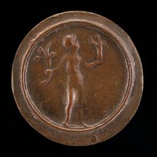 Figure Holding Victory and Branch [reverse], c. 1500/1525. Creator: Unknown.