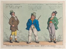 Three Principal Requisites to Form a Modern Man of Fashion, September 15, 1814., September 15, 1814. Creator: Thomas Rowlandson.