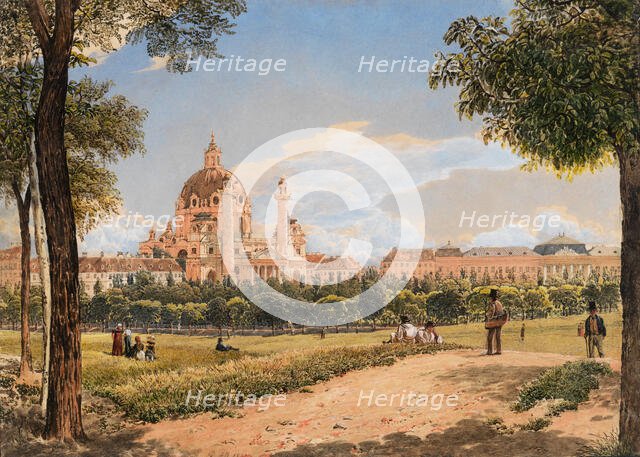 View of St. Charles Church and the Polytechnic Institute in Vienna, 1831. Creator: Rudolf von Alt.