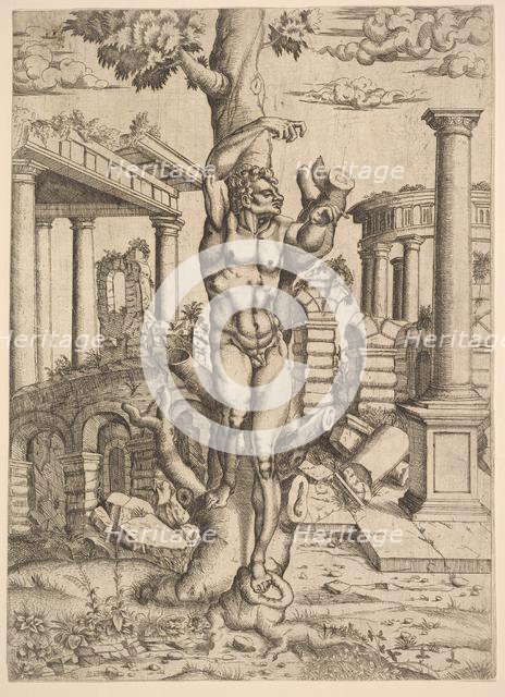 Man Against a Tree, ca. 1543-44. Creator: Master IQV.