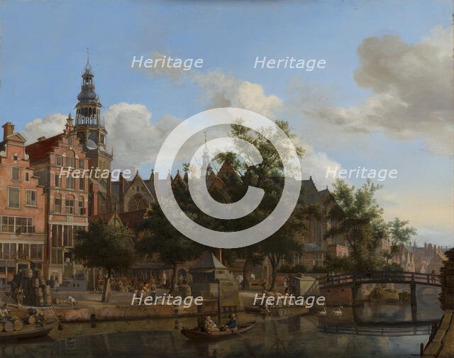 View of Oudezijds Voorburgwal with the Oude Kerk in Amsterdam. Creator: Jan van der Heyden.
