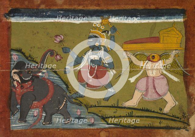 Gajendra Moksha: The Salvation of the King of the Elephants, 1800s. Creator: Unknown.