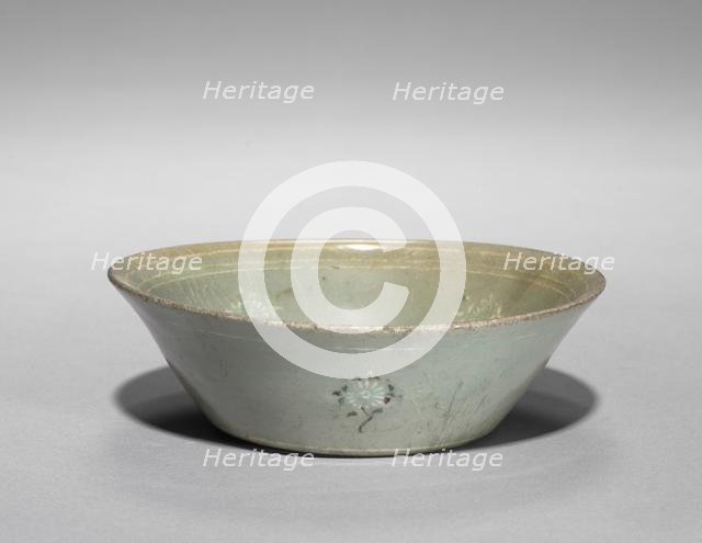 Saucer with Inlaid Chrysanthemum Design, 1200s. Creator: Unknown.