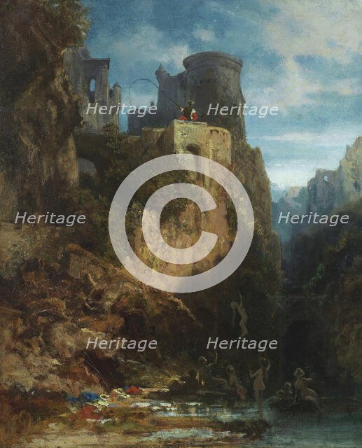 Mermaid Catch, ca 1860. Creator: Spitzweg, Carl (1808-1885).