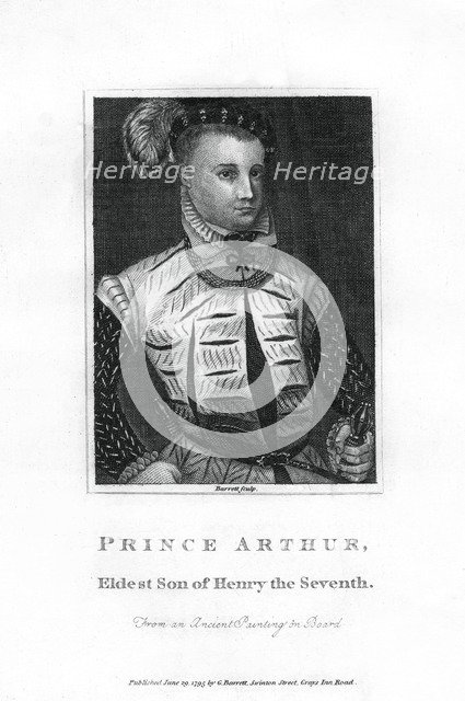 Prince Arthur, Prince of Wales, eldest son of Henry VII, (1795).Artist: Barrett