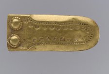 Gold Strap End from a Shoe Buckle, Langobardic, ca. 600. Creator: Unknown.