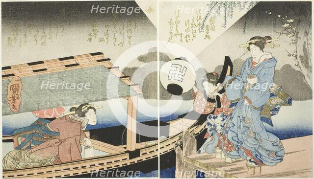 Night scene aboard a pleasure boat, c. 1830s. Creator: Utagawa Kuniyoshi.