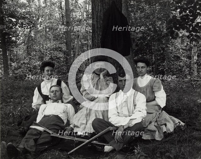 Untitled (Three Women, Two Men), c1900, printed c1980. Creator: Unknown.