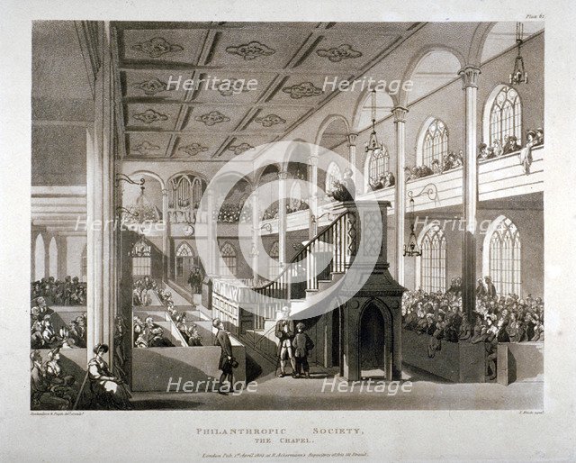 Philanthropic Society Institution Chapel, London Road, Southwark, London, 1809. Artist: Edward Blackburn