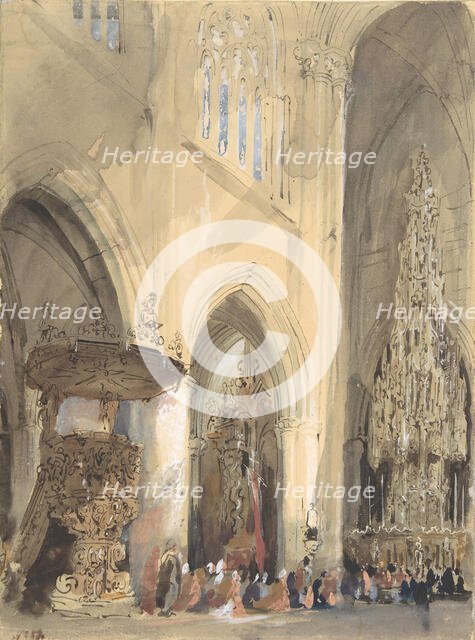 Interior of the Church of St. Jacques, Louvain, 1807-54. Creator: Jenaro Perez Villaamil.