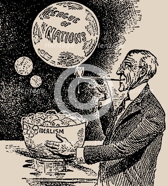 Blowing Bubbles. Woodrow Wilson and the League of Nations , 1919. Creator: Anonymous.