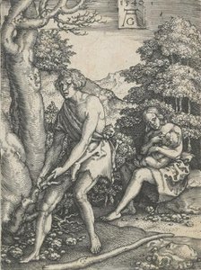 Adam and Eve at work. From: The story of Adam and Eve, 1540. Creator: Heinrich Aldegrever.