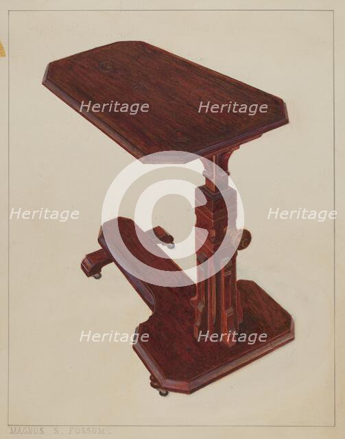 Invalid Bedside Table, c. 1936. Creator: Magnus S. Fossum.