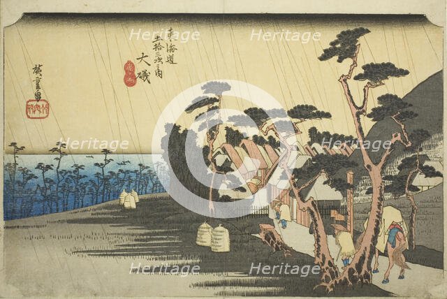 Oiso: Tora's Rain (Oiso, Tora ga ame), from the series "Fifty-three Stations of the..., c. 1833/34. Creator: Ando Hiroshige.