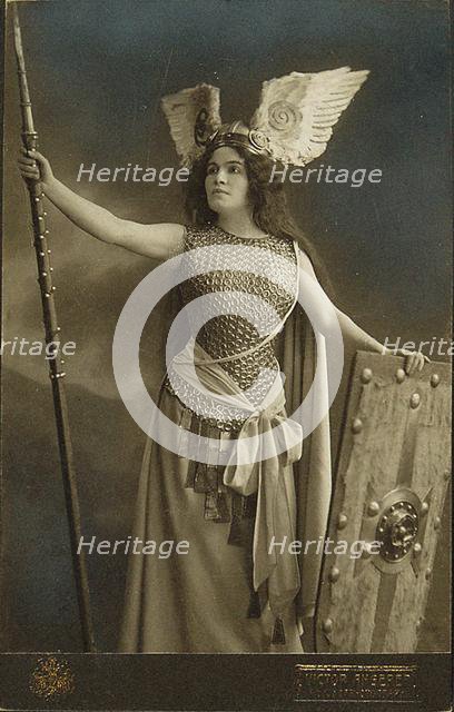 Madame Charles Cahier as Brünhilde in "Die Walküre" (The Valkyrie). Creator: Angerer, Victor (1839-1894).