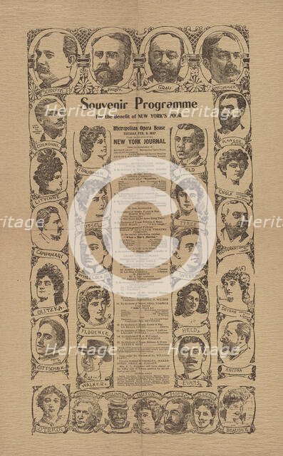 Souvenir programme for the benefit of New York's poor: Metropolitan Opera House,  1897-02-09. Creator: Unknown.