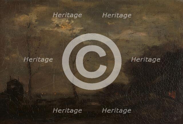 Canal by moonlight, 1882.  Creator: Jacob Henricus Maris.