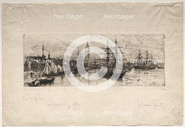 Shipping and the Ducal Palace, 1880. Creator: Otto H. Bacher (American, 1856-1909).