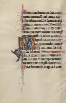 Initial M: The Virgin and Child and a Man Kneeling in Prayer; Bute Psalter, about 1285. Creator: Bute Master.