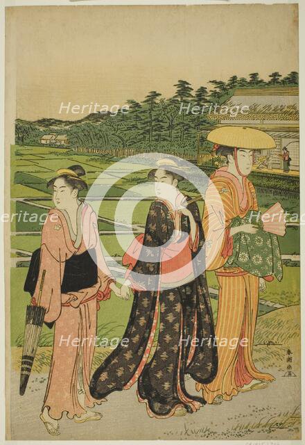 Three Women near Rice Paddies, c. 1780/1801. Creator: Katsukawa Shuncho.