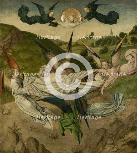 Angelis lifting the Body of St Catherine to Mount Sinai, c1470-1480. Creator: Cologne Master.