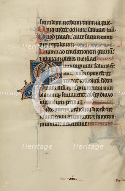 Initial O: A Bishop and Monks Instructing Laymen; Bute Psalter, text and illumination about 1285. Creator: Bute Master.