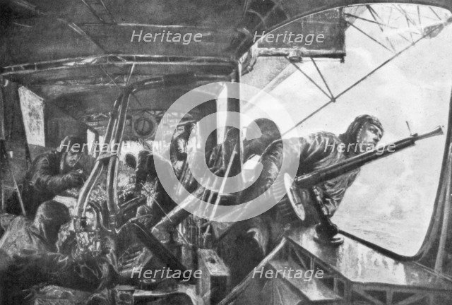 'On board a Zeppelin', German air fleet, First World War, 1917.Artist: Felix Schwormstadt