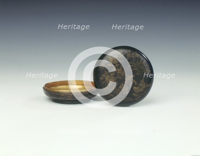 Damascened bronze incense box with lion dogs, Qing dynasty, China, 18th century. Artist: Unknown