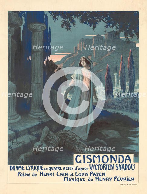 Poster for the theatre play Gismonda by V. Sardou  , 1919. Creator: Rochegrosse, Georges Antoine (1859-1938).