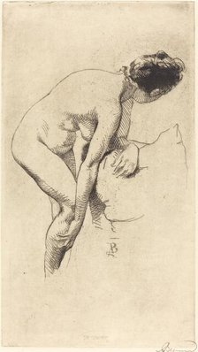 Nude Holding Her Leg (Femme nue se tenant la jambe), 1886. Creator: Paul Albert Besnard.