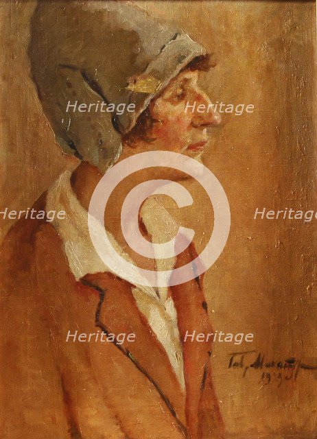 Portrait of the Poet Anna Akhmatova (1889-1966), 1929. Artist: Makaturin, Gavriil Petrovich (1892-1945)