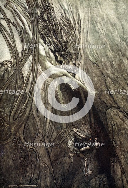 'Seize the despoiler! Rescue the gold! Help us! Help us! Woe! Woe!', 1910.  Artist: Arthur Rackham