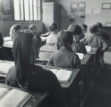 Schoolgirls in a classroom, Sarajevo, Bosnia and Hercegovina, Yugoslavia, 1939. Artist: Unknown