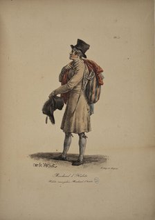 Clothing merchant. From the Series "Cris de Paris" (The Cries of Paris), 1815. Creator: Vernet, Carle (1758-1836).