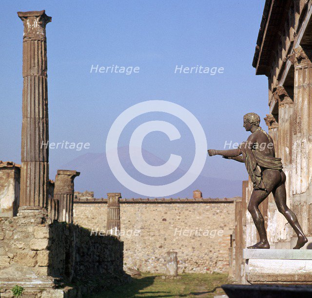 Bronze statue in front of the temple of Apollo, Pompeii, 1st century. Creator: Unknown.