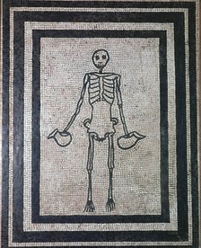 Roman mosaic of a skeleton, 1st century. Artist: Unknown