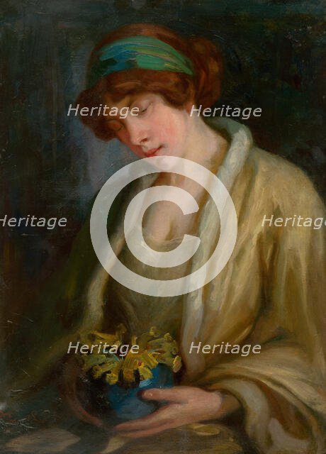 Woman with Flowers, 1900-1910. Creator: Ludovit Pitthordt.