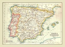 Map of Spain and Portugal, 1902.  Creator: Unknown.