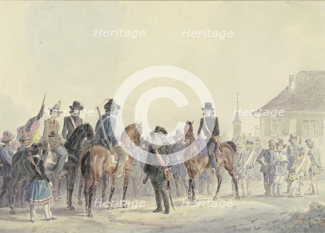 The leaders of the Palatinate-Baden uprising of 1849 Boening, Goegg, Blencker and his wife... Creator: Friedrich Kaiser.