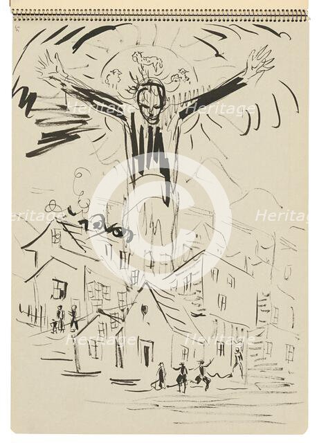 Sketchbook 22 Savior Over the City, 1st half 20th century. Creator: Arnold Peter Weisz-Kubincan.