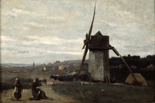 'A Windmill, Etretat', 19th century.  Artist: Jean-Baptiste-Camille Corot    