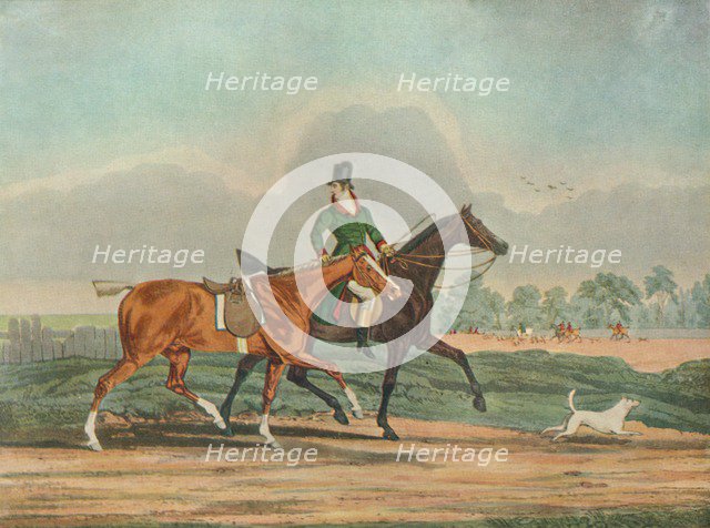 'Hunters at Covertside', early 19th century, (1929). Artist: James Pollard.